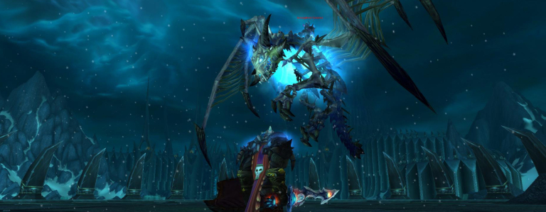 A paladin observes an undead dragon.