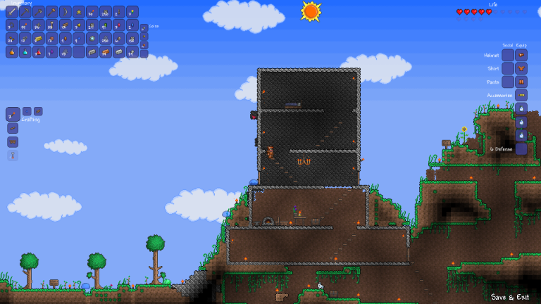 A three story house in Terraria.