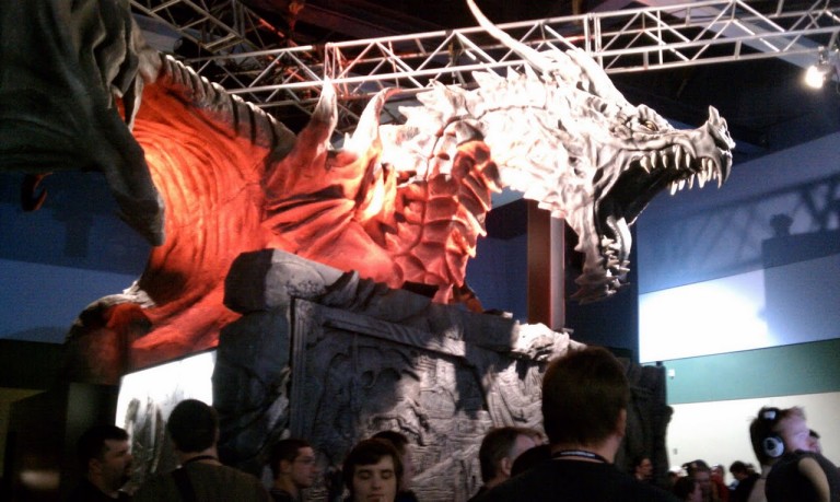 A giant Skyrim dragon... in Seattle.