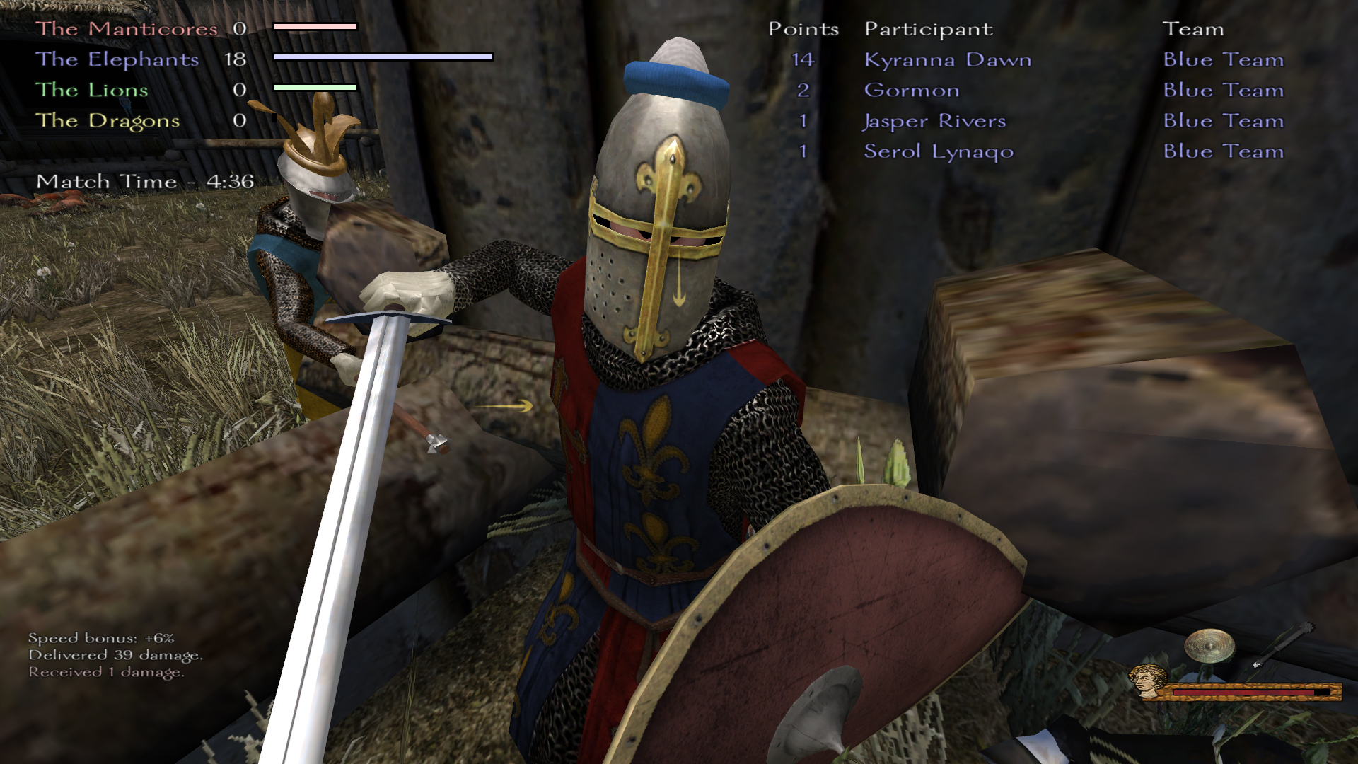 A knight strikes at me!