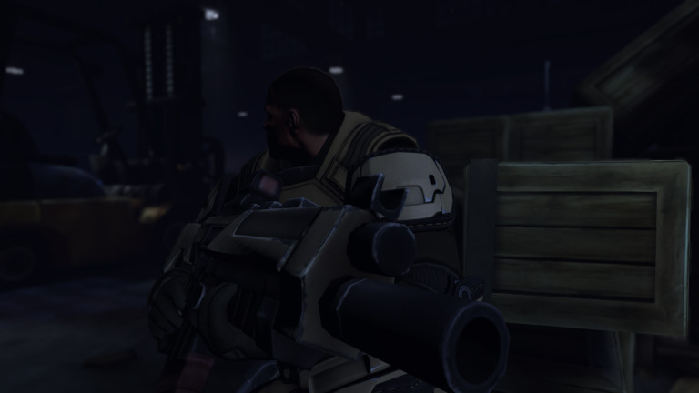 XCOM soldier makes sure his buddies are behind him.