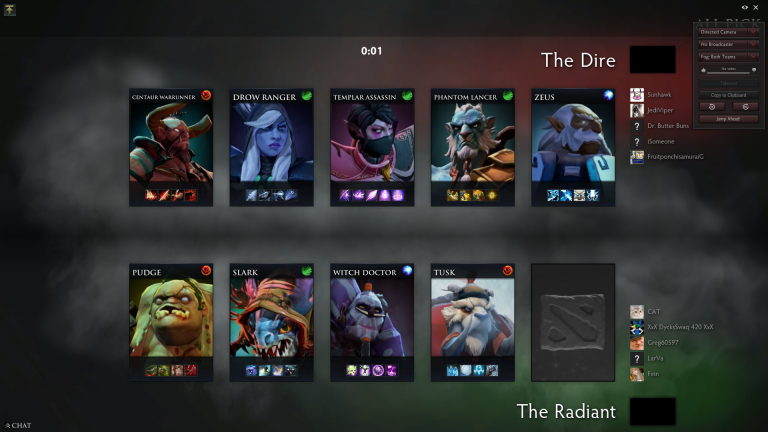 A Dota 2 draft.