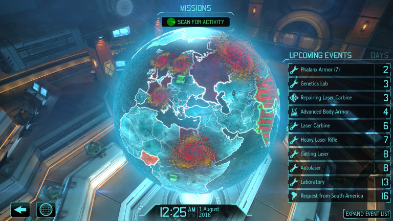 The Hologlobe from XCOM, showing a number of nations having left the project.